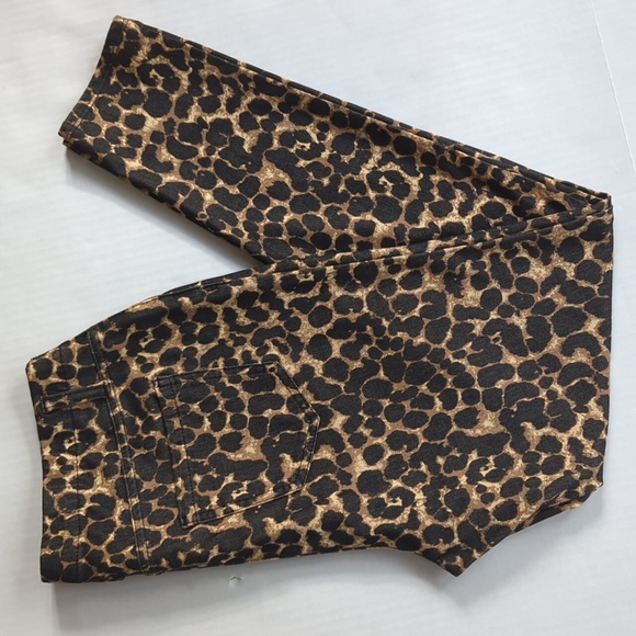 Faded Glory Cheetah Print Skinny Ankle Pants L Black Brown 12-14 - Picture 2 of 11